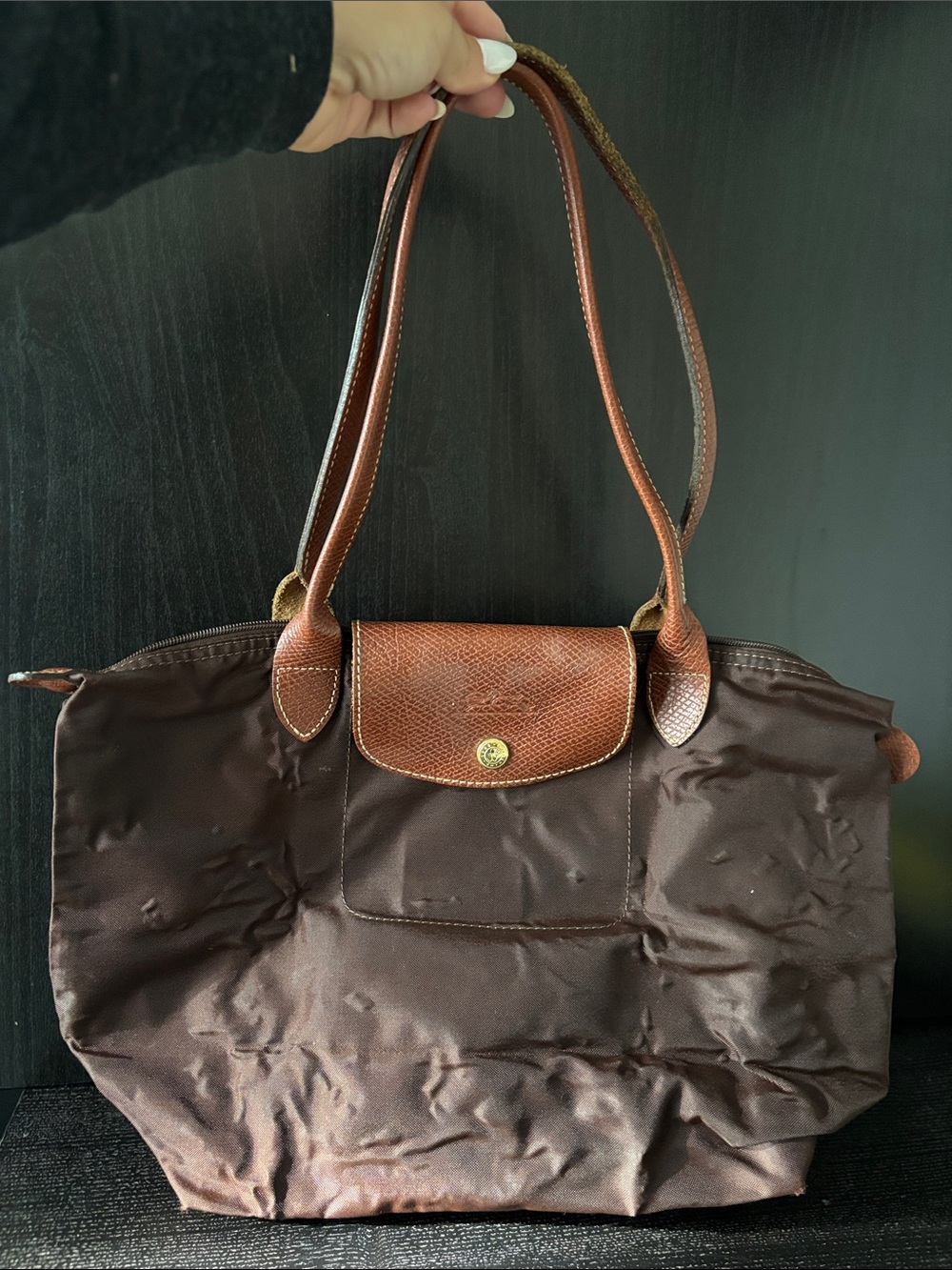 Classic Brown Tote with Leather Trim